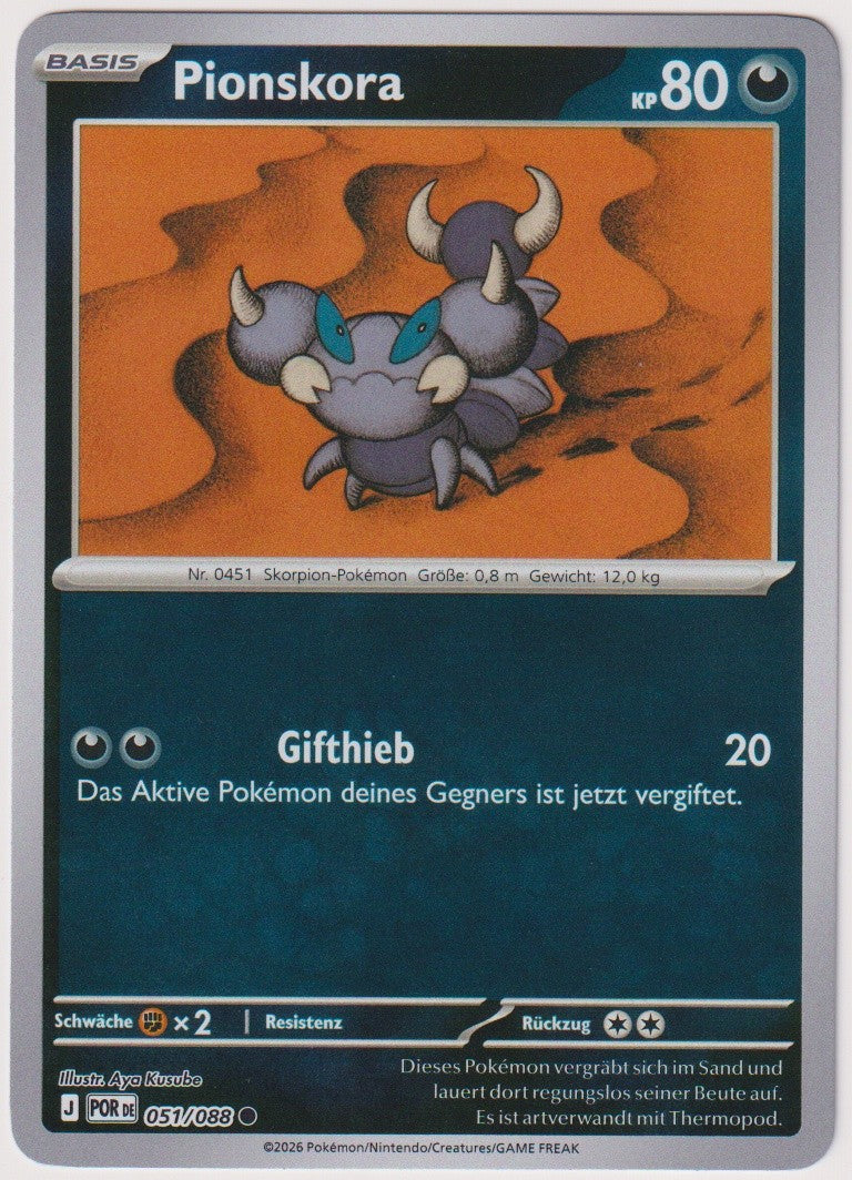 Pokemon TCG Skorupi #51/088 Common (C) Reverse Holo Deutsch 2026 – Bild 1