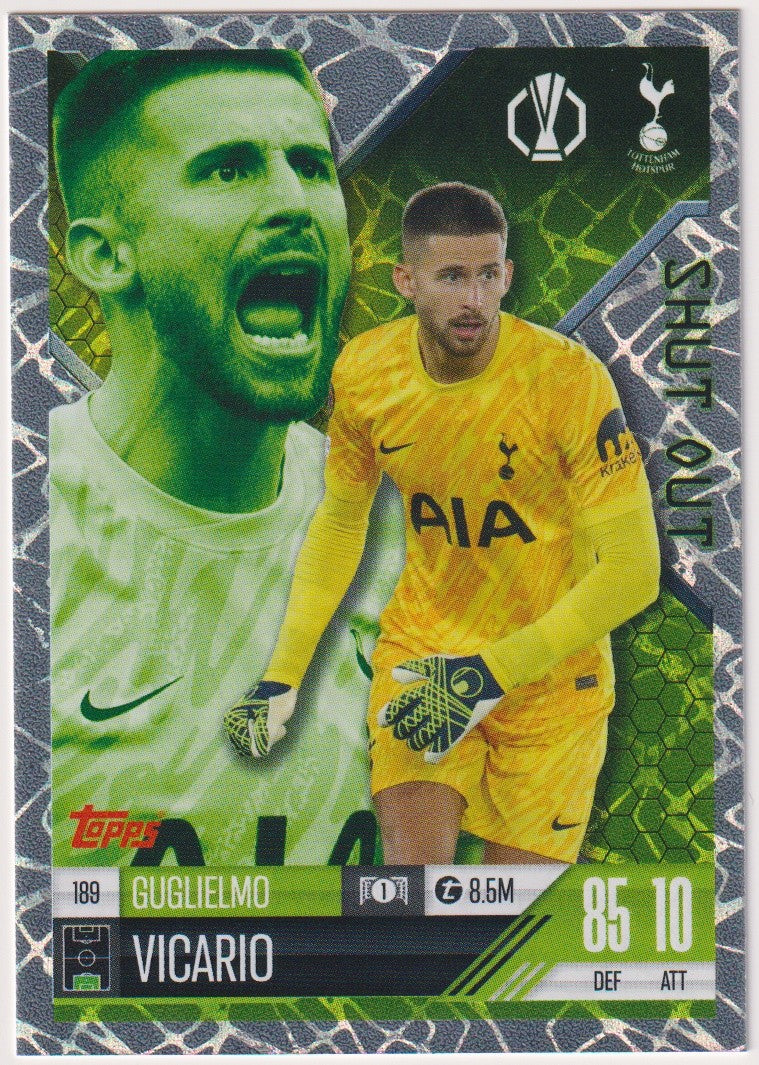 Topps Match Attax Trading Card Game Guglielmo Vicario Tottenham Hotspur Parallel – Bild 1