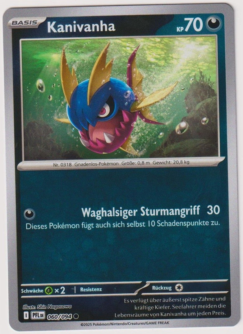 Pokemon TCG Carvanha #60/094 Common (C) Reverse Holo Deutsch 2025 – Bild 1