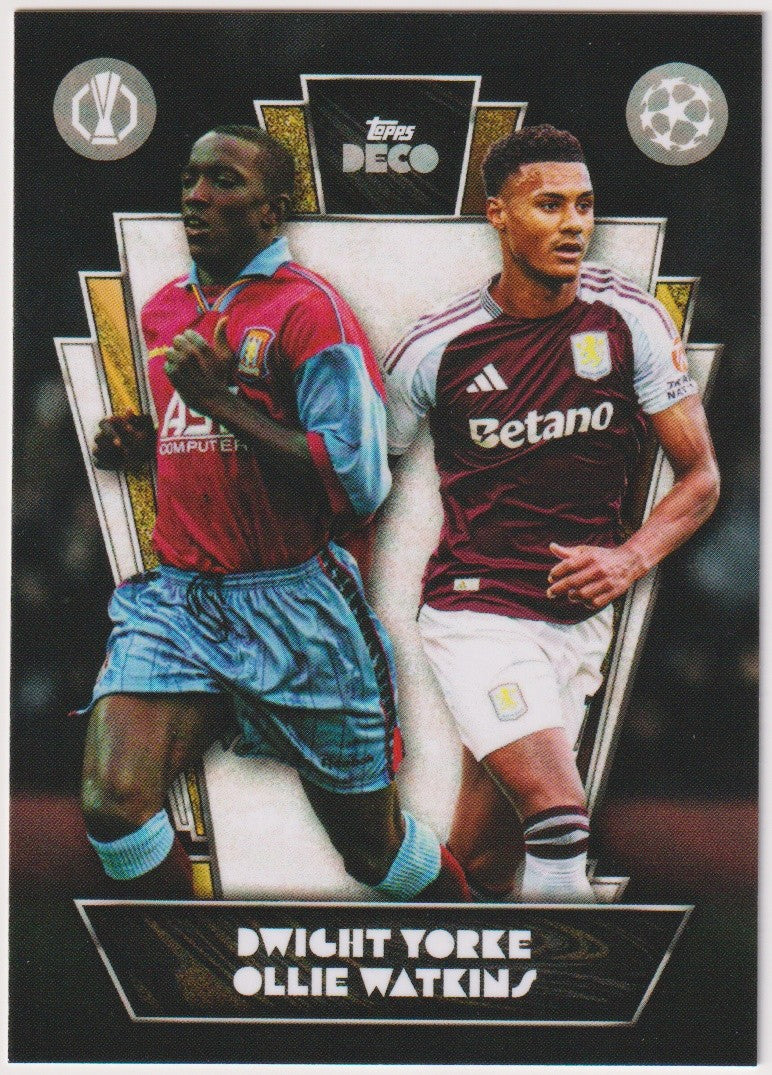 Topps Then & Now 2023-24 Dwight Yorke & Ollie Watkins Aston Villa Deco Parallel – Bild 1