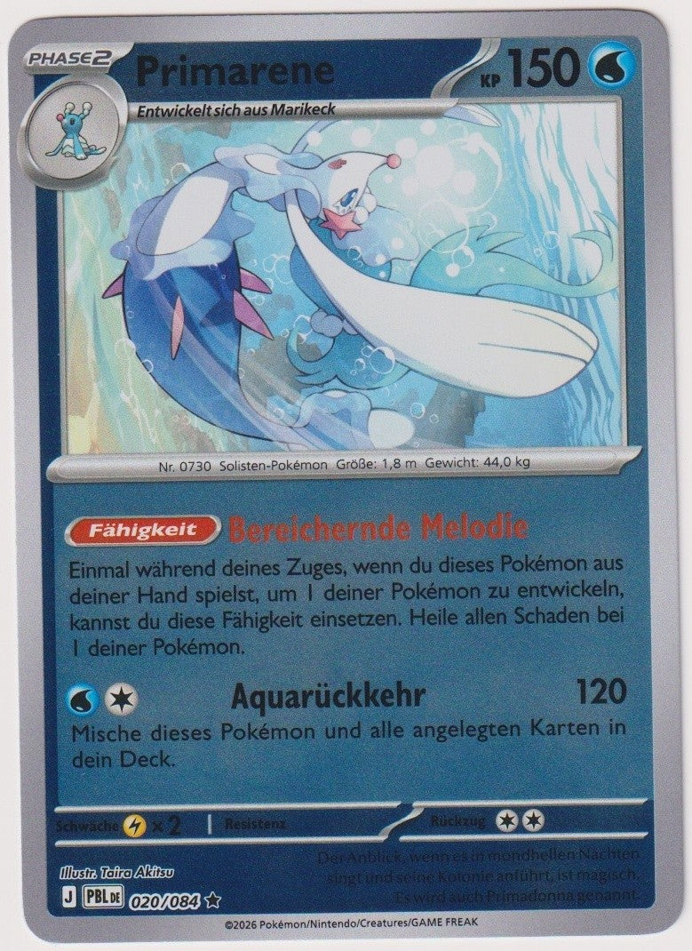Pokemon TCG Primarina #20/084 Rare (R) Reverse Holo Deutsch 2026 – Bild 1