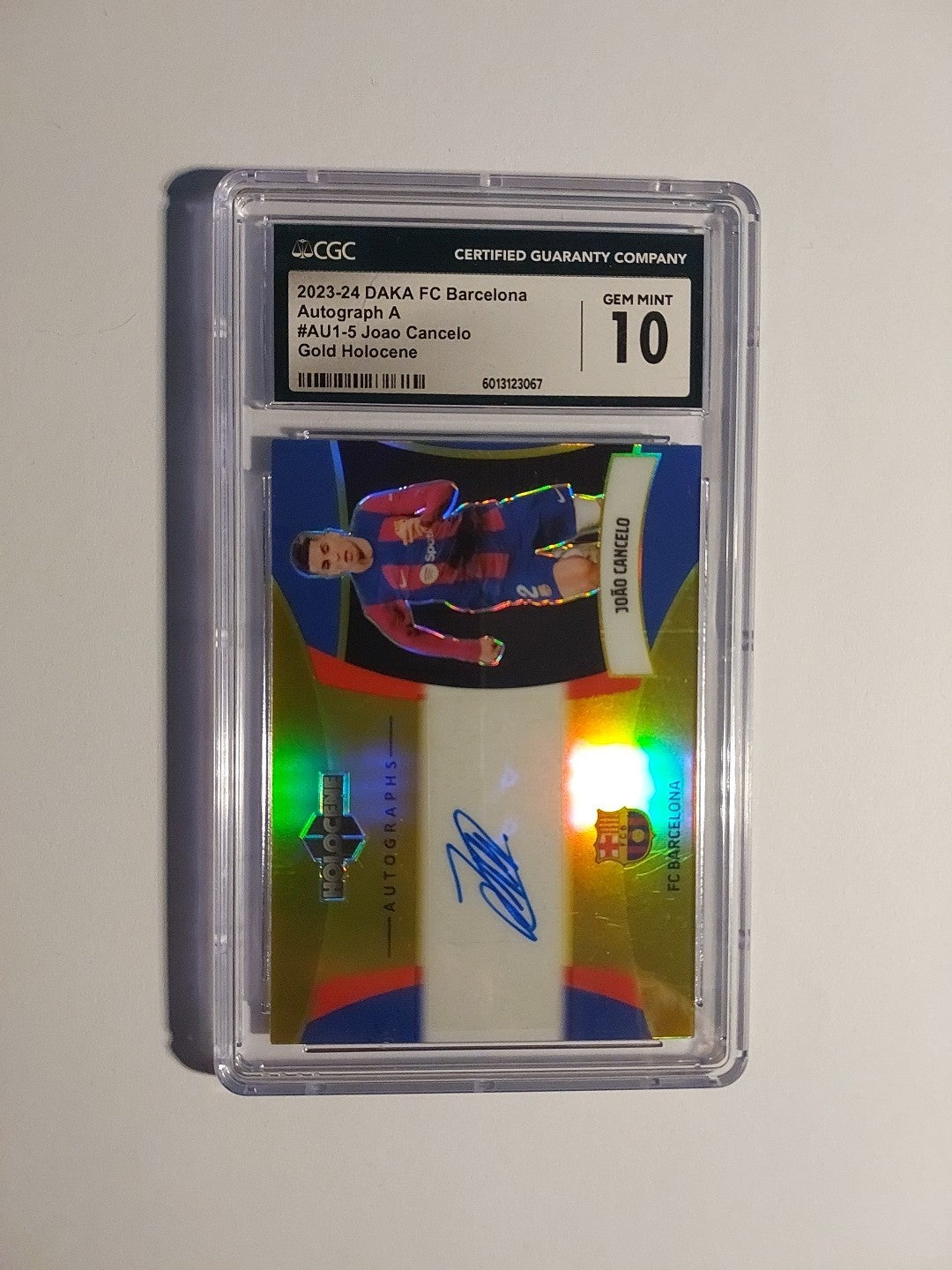 Daka Barcelona 2023-24 Joao Cancelo Auto Parallel 7/15 Refractor CGC 10 = PSA – Bild 1