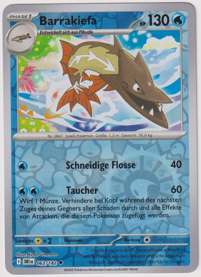 Pokemon TCG Barraskewda #63/182 Uncommon (U) Reverse Holo Deutsch 2025 – Bild 1