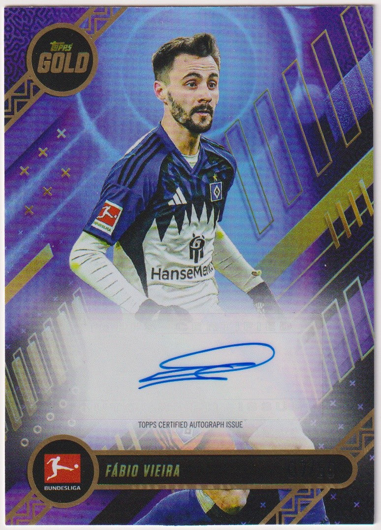 Topps Gold 2025-26 Fabio Vieira Auto Hamburger SV Current Stars Parallel 7/50 – Bild 1