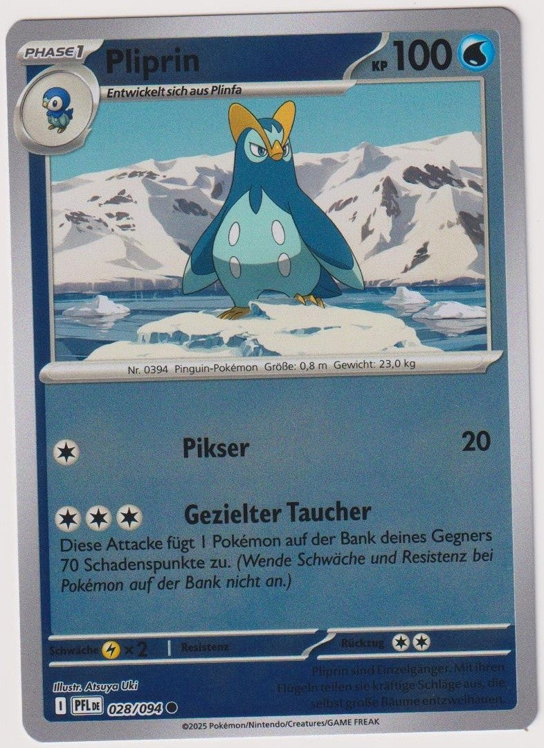 Pokemon TCG Prinplup #28/094 Common (C) Reverse Holo Deutsch 2025 – Bild 1