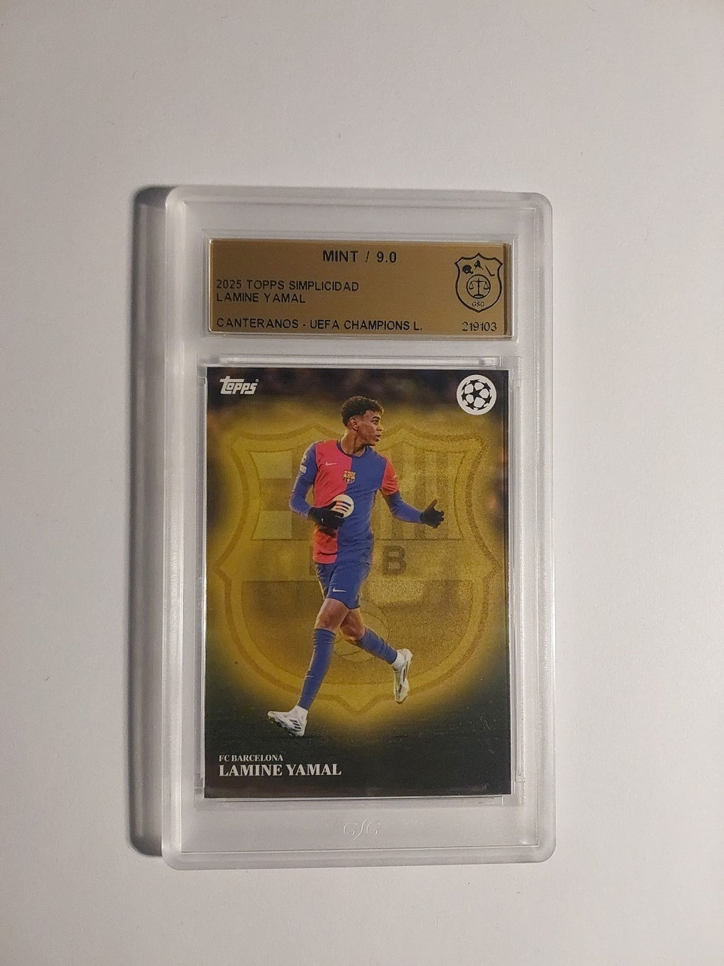 Topps Simplicidad 2024-25 Lamine Yamal Barcelona Parallel GSG 9.0 = PSA MINT Hit – Bild 1