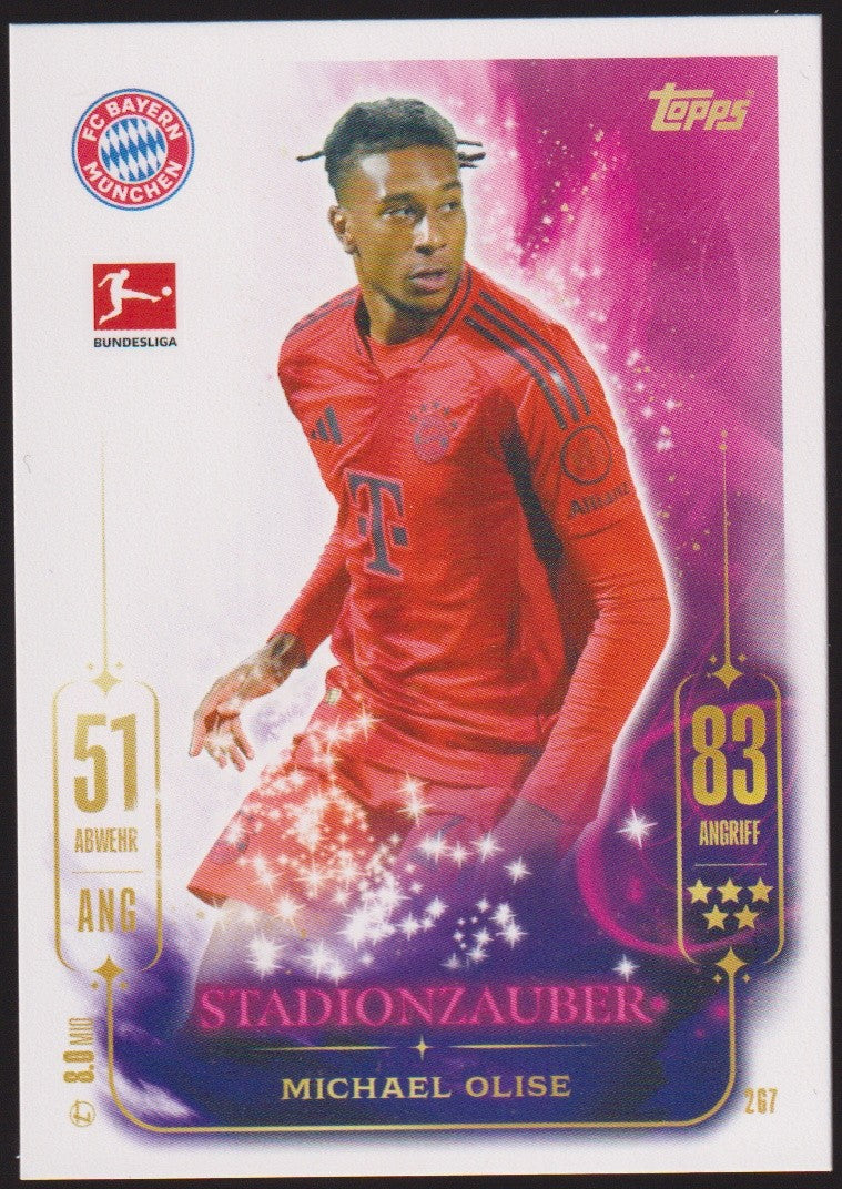 Topps Match Attax 2024-25 Michael Olise FC Bayern München Parallel Rare Nr. 267 – Bild 1
