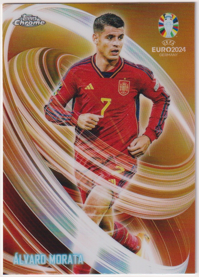 Topps Chrome Euro 2024 Alvaro Morata Spanien Parallel Gold Refractor – Bild 1