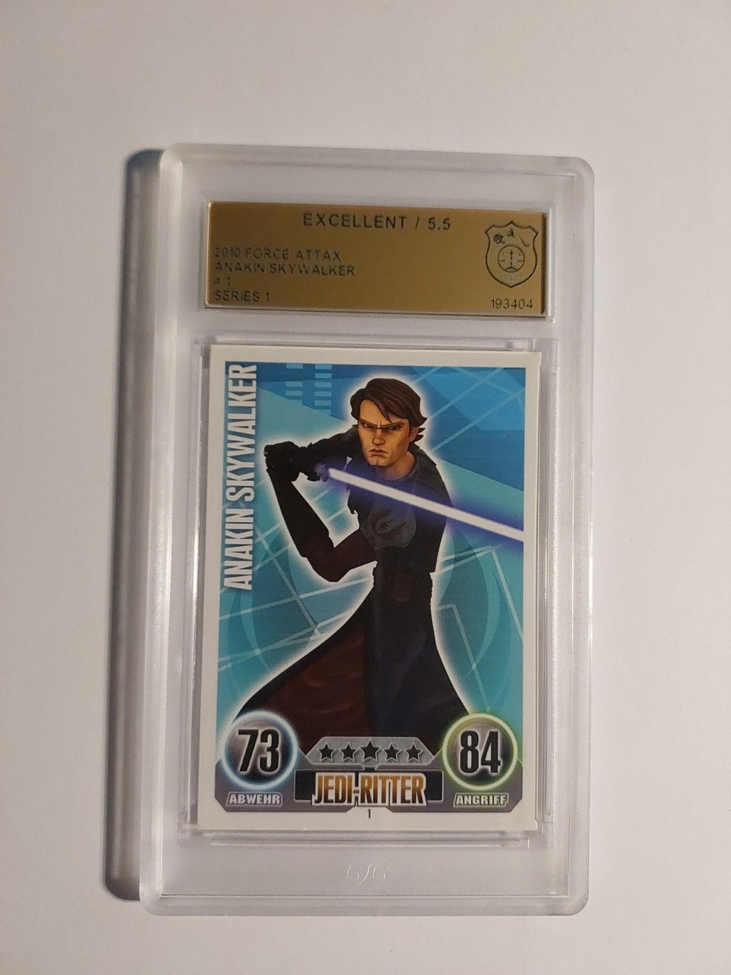Topps Force Attax 2010 Anakin Skywalker Jedi Ritter Republik GSG 5.5 = PSA Rare – Bild 1