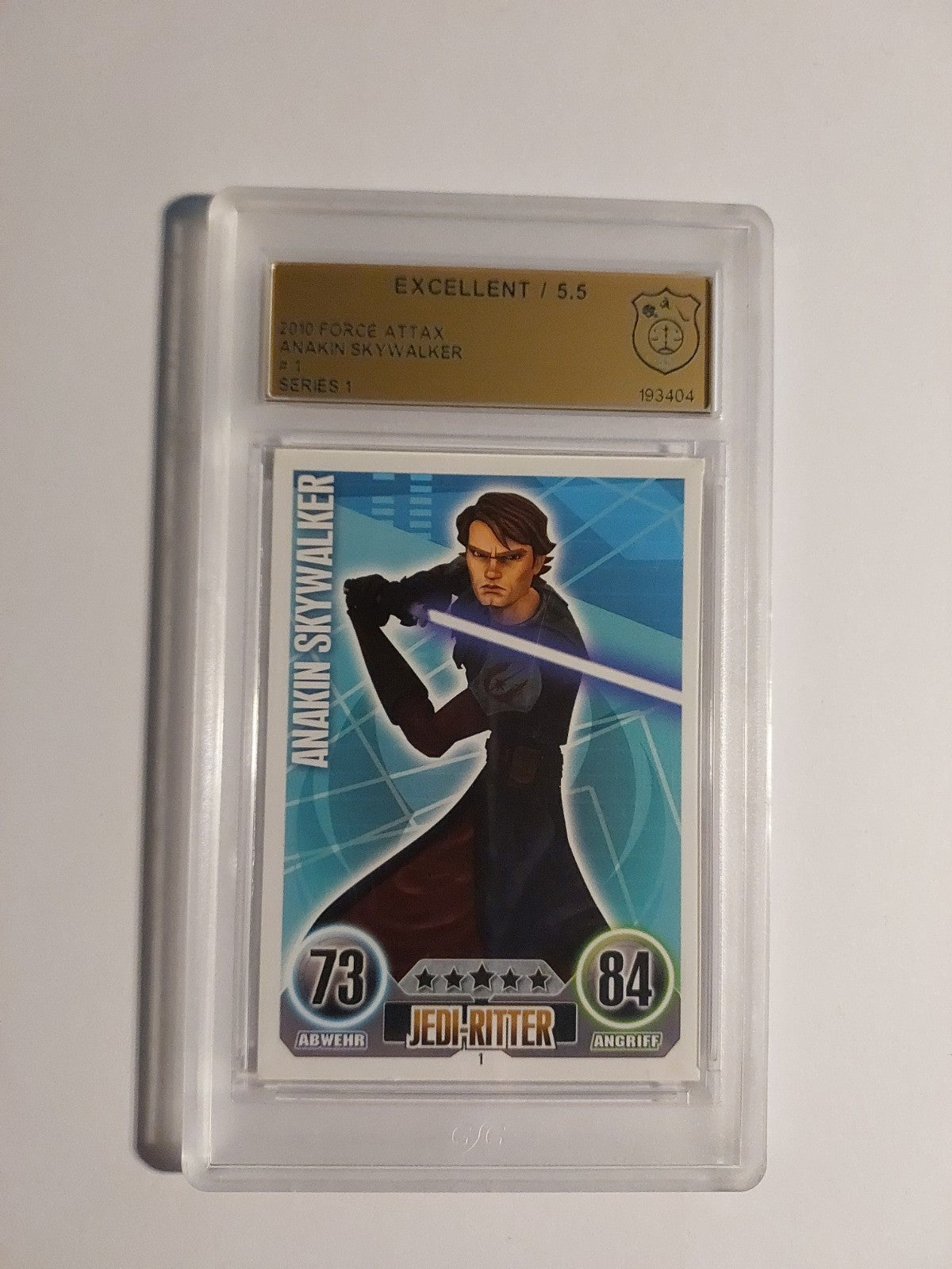 Topps Force Attax 2010 Anakin Skywalker Jedi Ritter Republik GSG 5.5 = PSA Rare – Bild 1