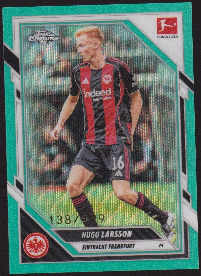 Topps Chrome 2025-26 Hugo Larsson Eintracht Frankfurt Parallel 138/150 Refractor – Bild 1