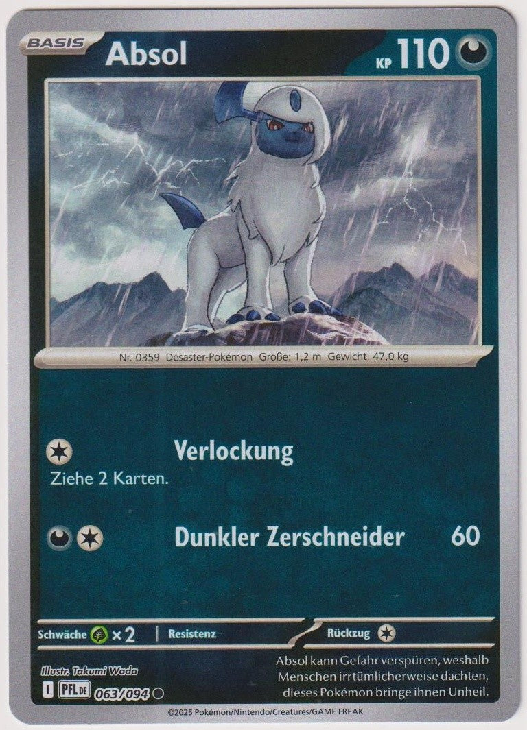 Pokemon TCG Absol #63/094 Common (C) Reverse Holo Deutsch 2025 – Bild 1