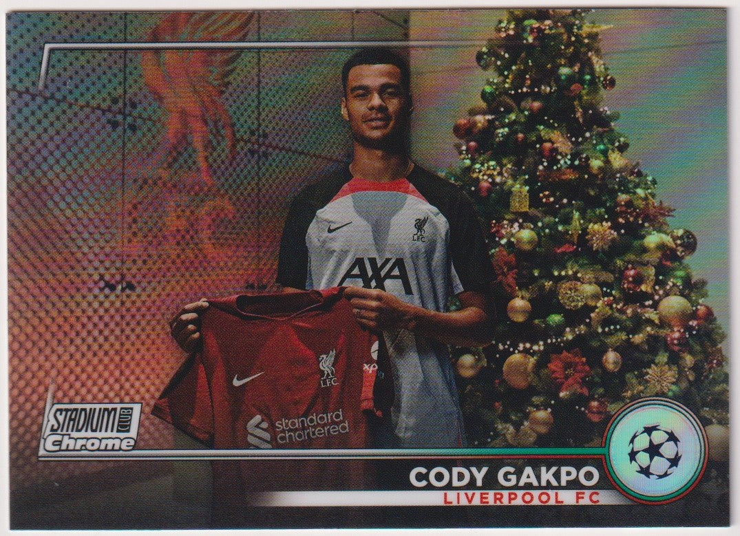 Topps Stadium Club Chrome 2023-24 Cody Gakpo Liverpool FC Parallel Refractor – Bild 1