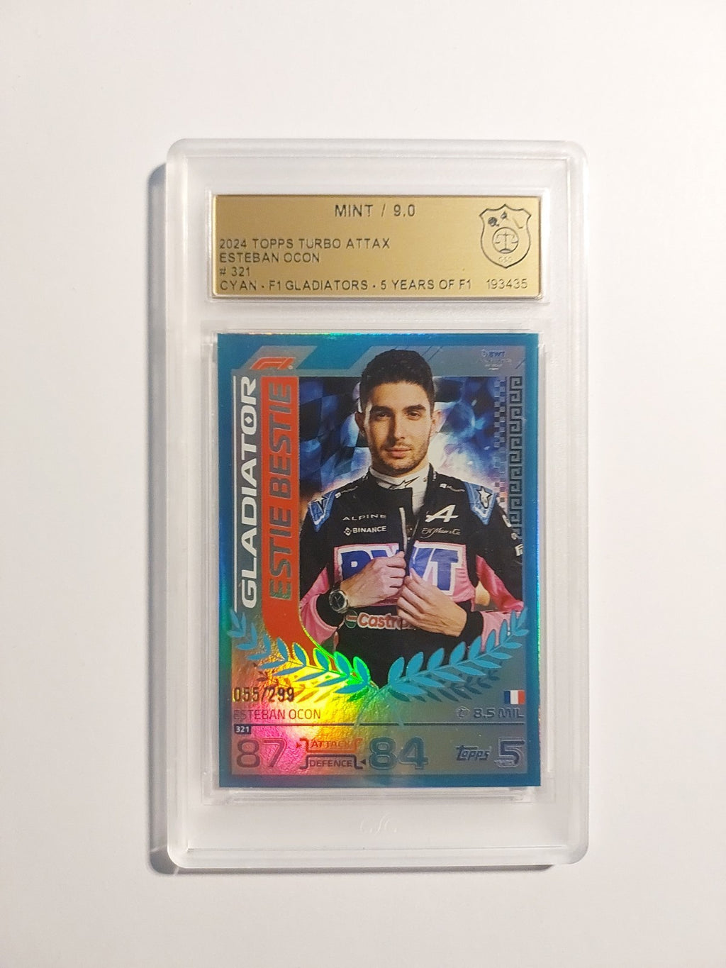 Topps Turbo 2024 Esteban Ocon BWT Alpine GSG 9 = PSA Parallel 55/299 Refractor – Bild 1