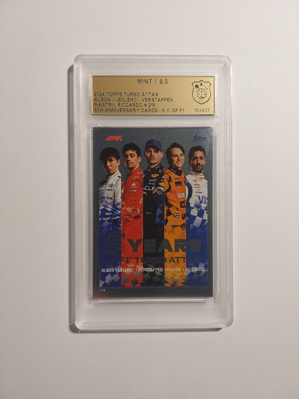 Topps Turbo 2024 Verstappen / Leclerc / Piastri / Albon / Riccardo GSG 9 = PSA – Bild 1