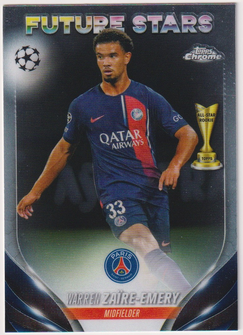 Topps Chrome 2023-24 Warren Zaire-Emery Rookie Paris Saint-Germain Parallel – Bild 1