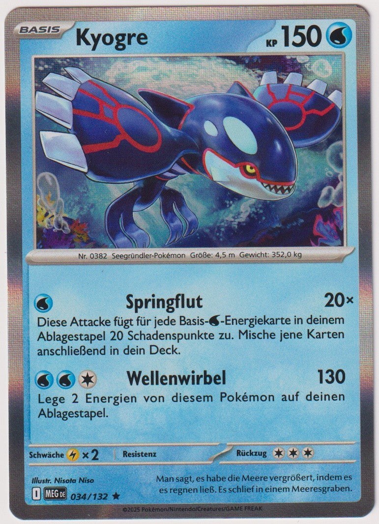 Pokemon TCG Kyogre #34/132 Rare (R) Holo Deutsch 2025 – Bild 1