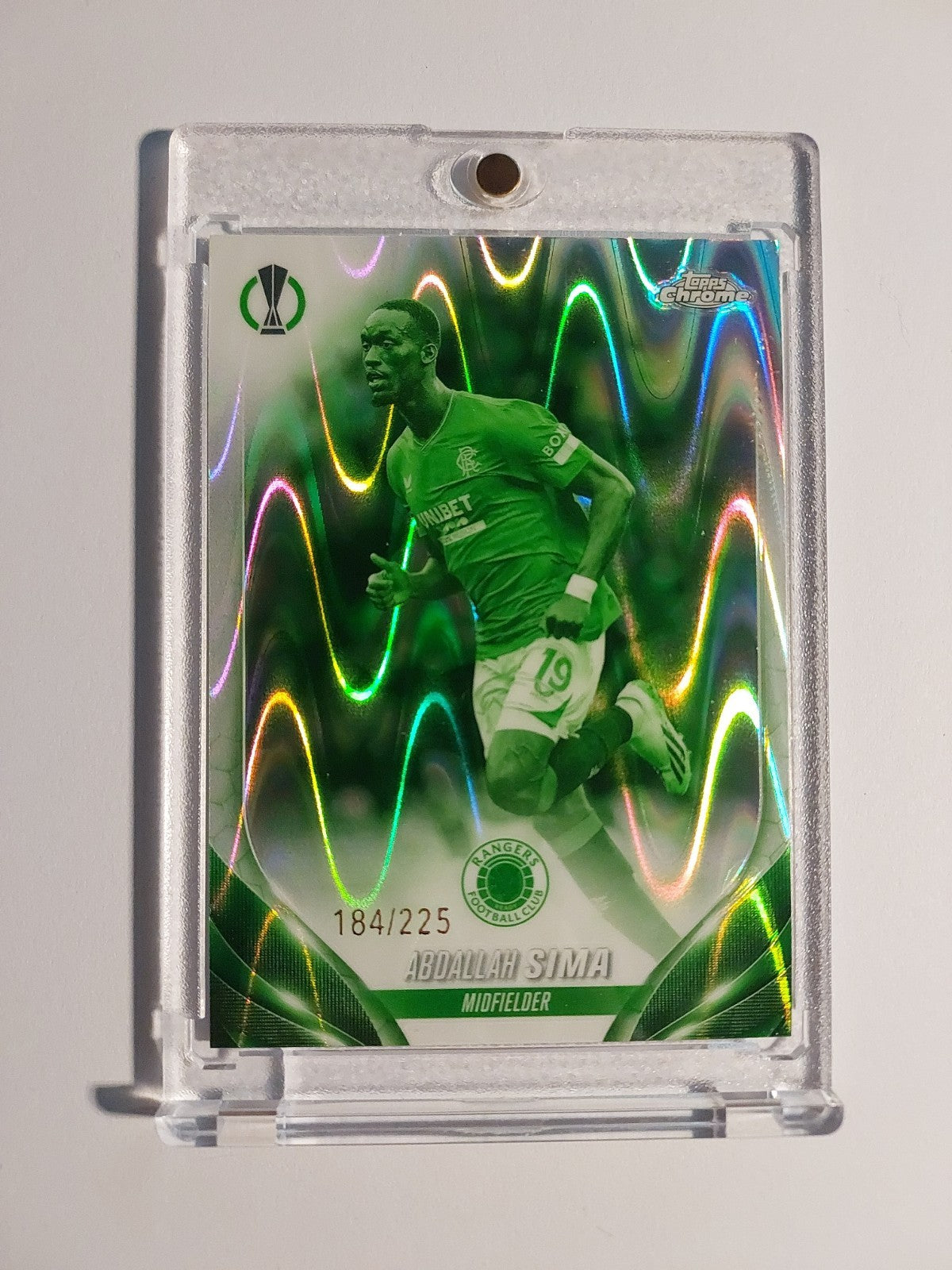 Topps UCC Chrome 2023-24 Abdallah Siman Rangers Parallel 184/225 Green Refractor – Bild 1