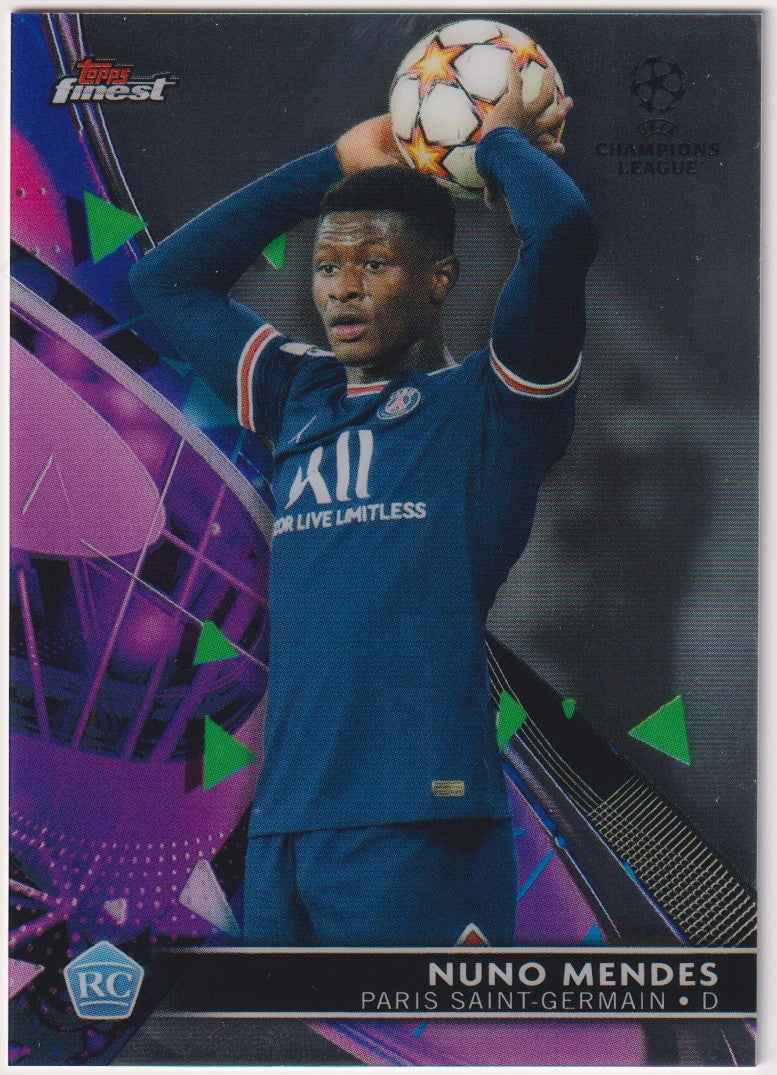Topps Finest 2021-22 Nuno Mendes Rookie Paris Saint-Germain Parallel Rare – Bild 1