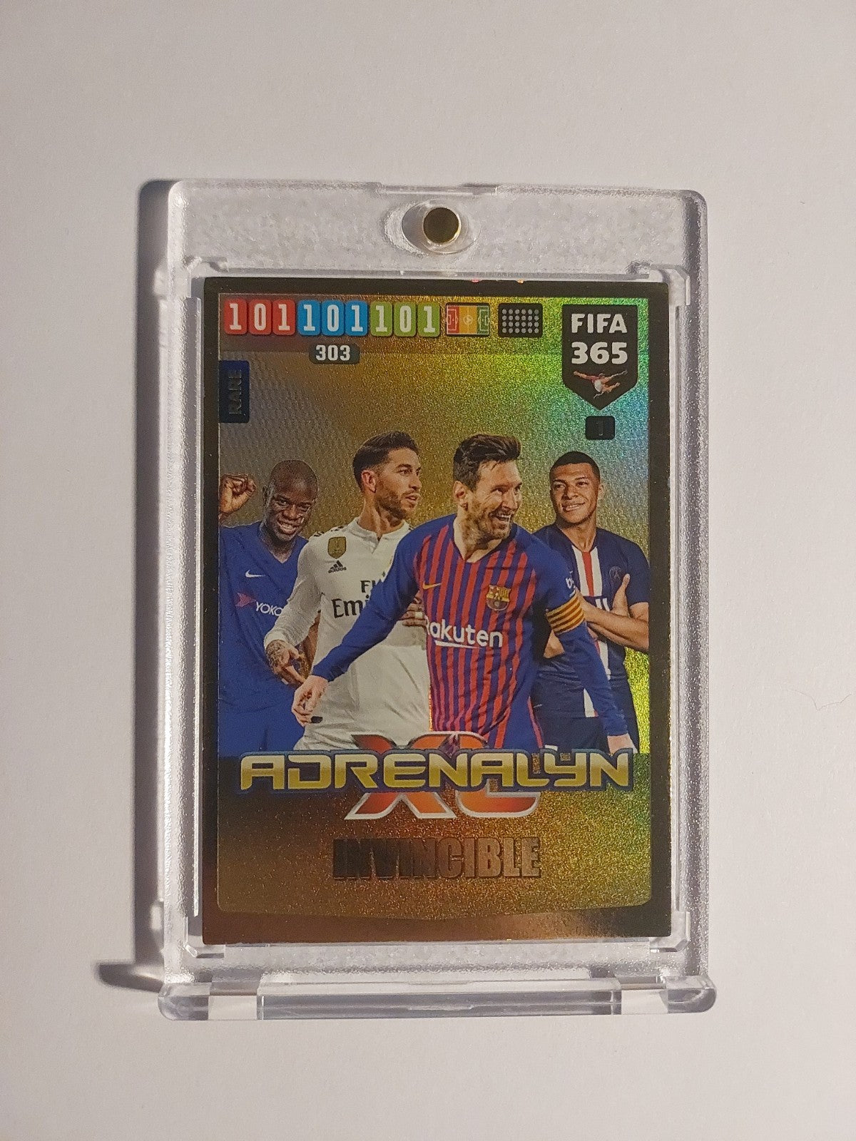Panini Adrenalyn 2019-20 Messi & Mbappe & Ramos Invincible Gold Parallel Rare – Bild 1