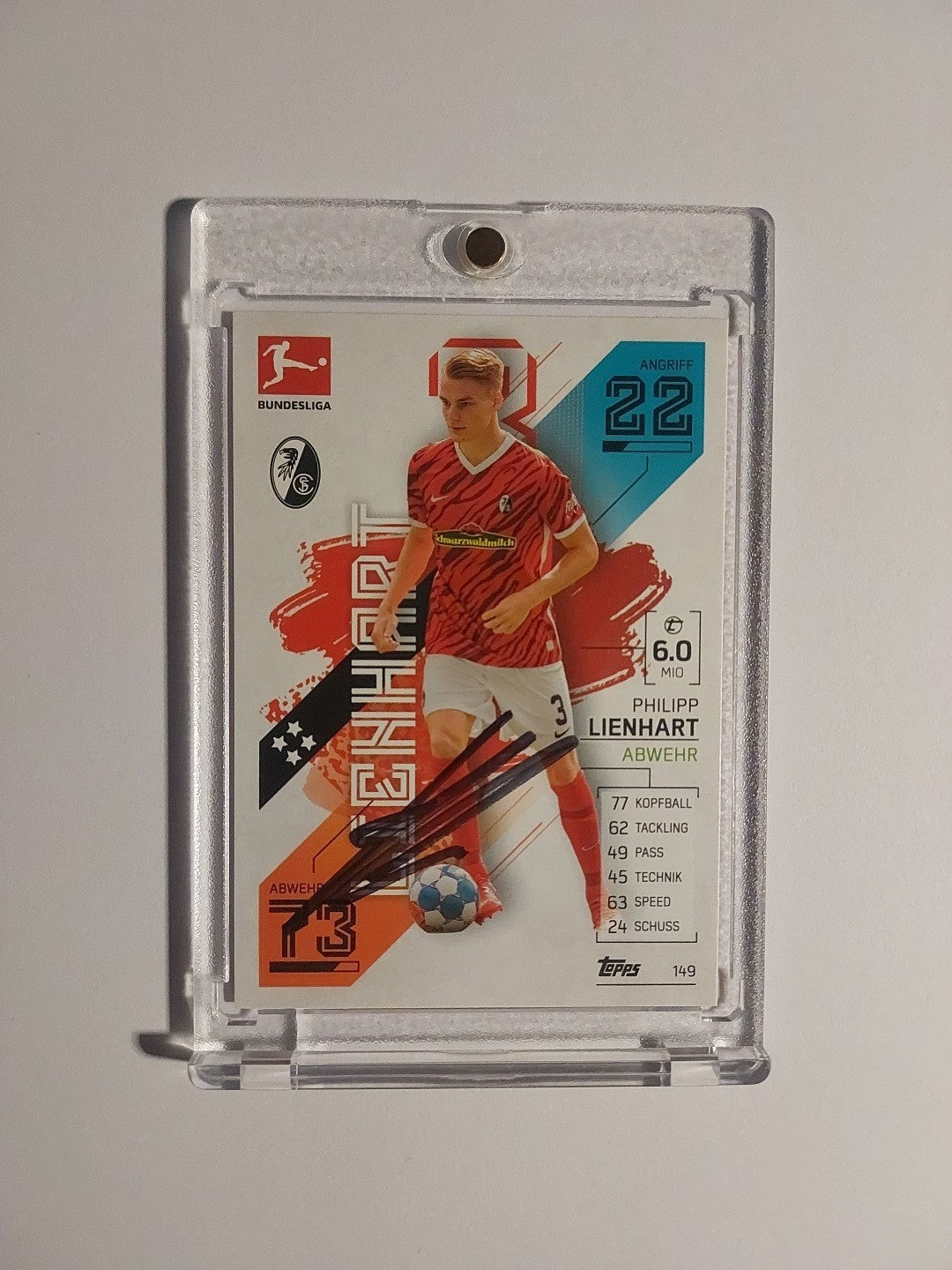 Topps Bundesliga 2021-22 Philipp Lienhart On Card Auto Freiburg Parallel Rare – Bild 1