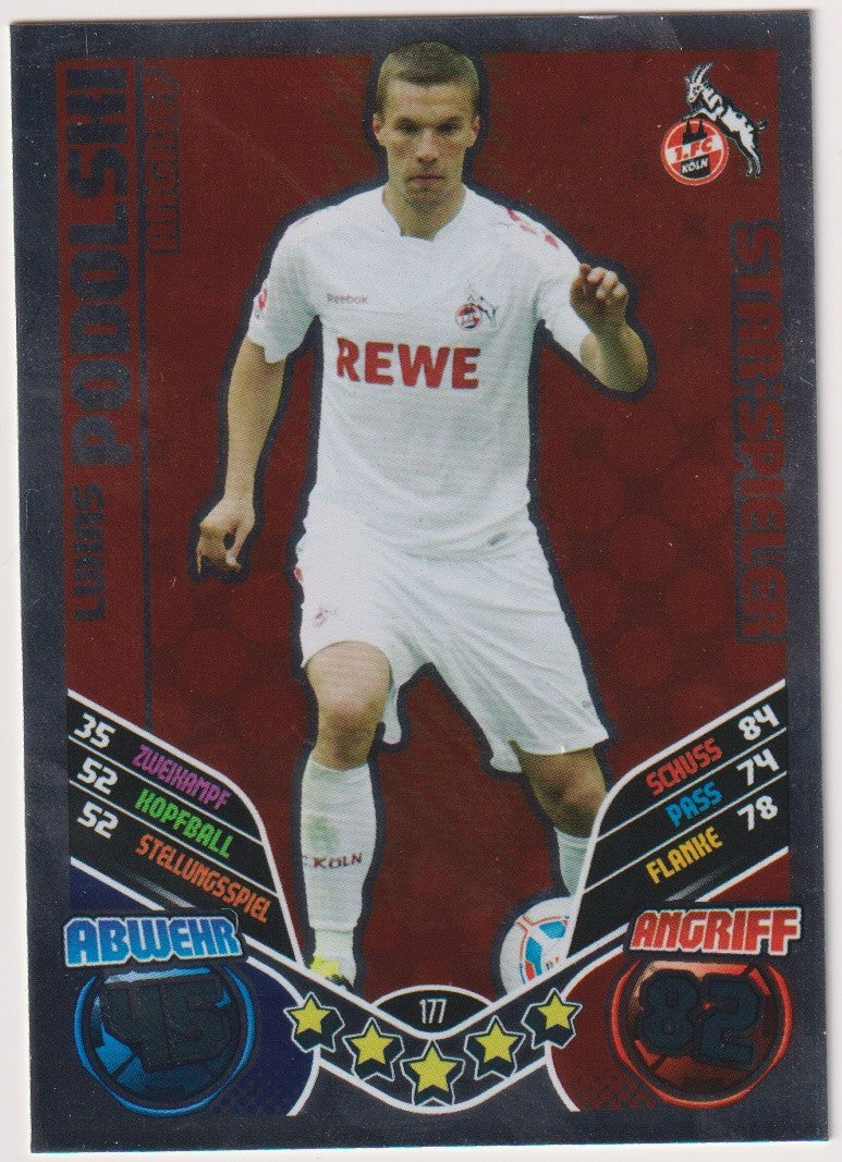 Topps Match Attax Luks Podolski 1. FC Köln BUNDESLIGA Parallel Rare – Bild 1