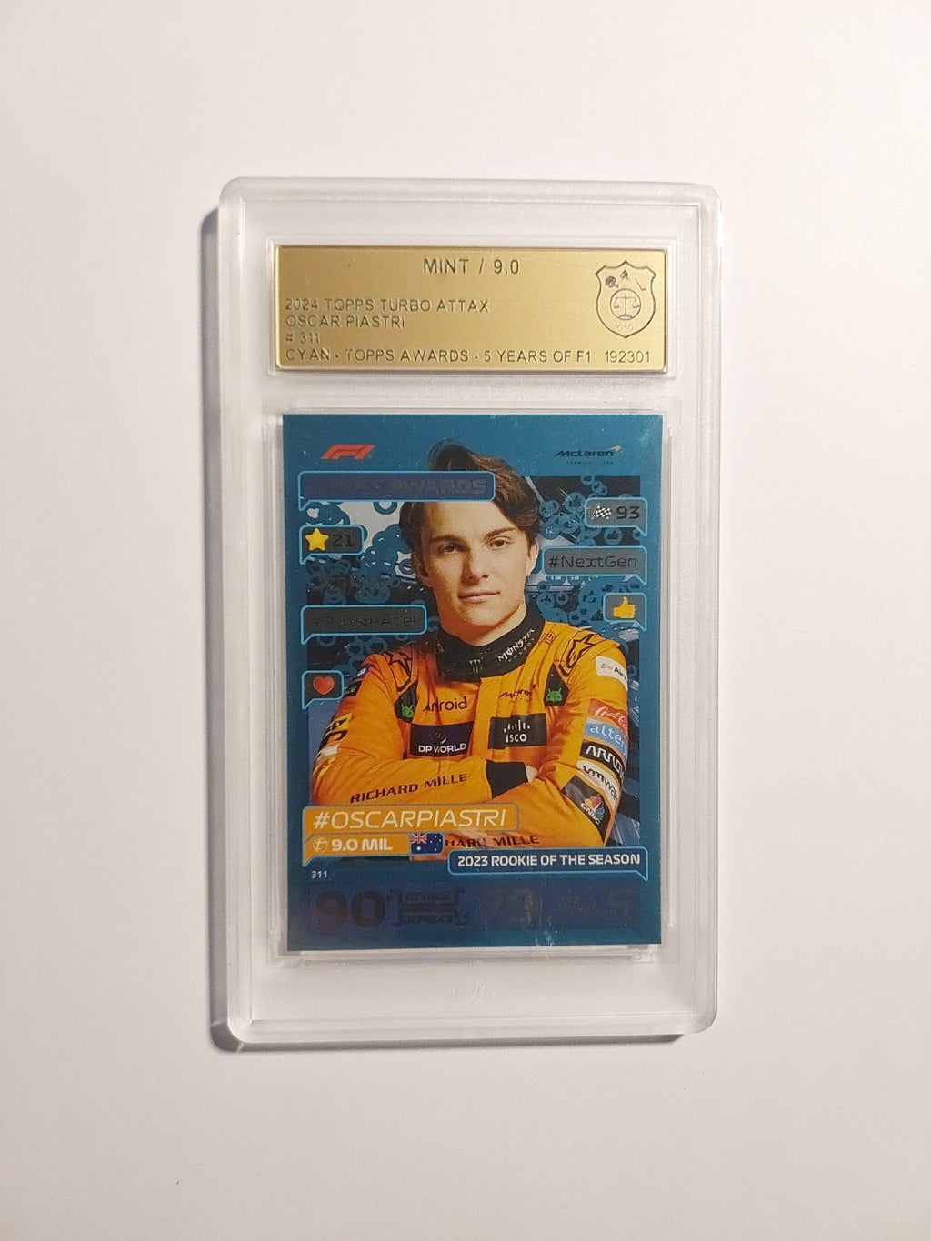 Topps Turbo 2024 Oscar Piastri McLaren F1 GSG 9 = PSA Parallel 169/299 Rookie – Bild 1