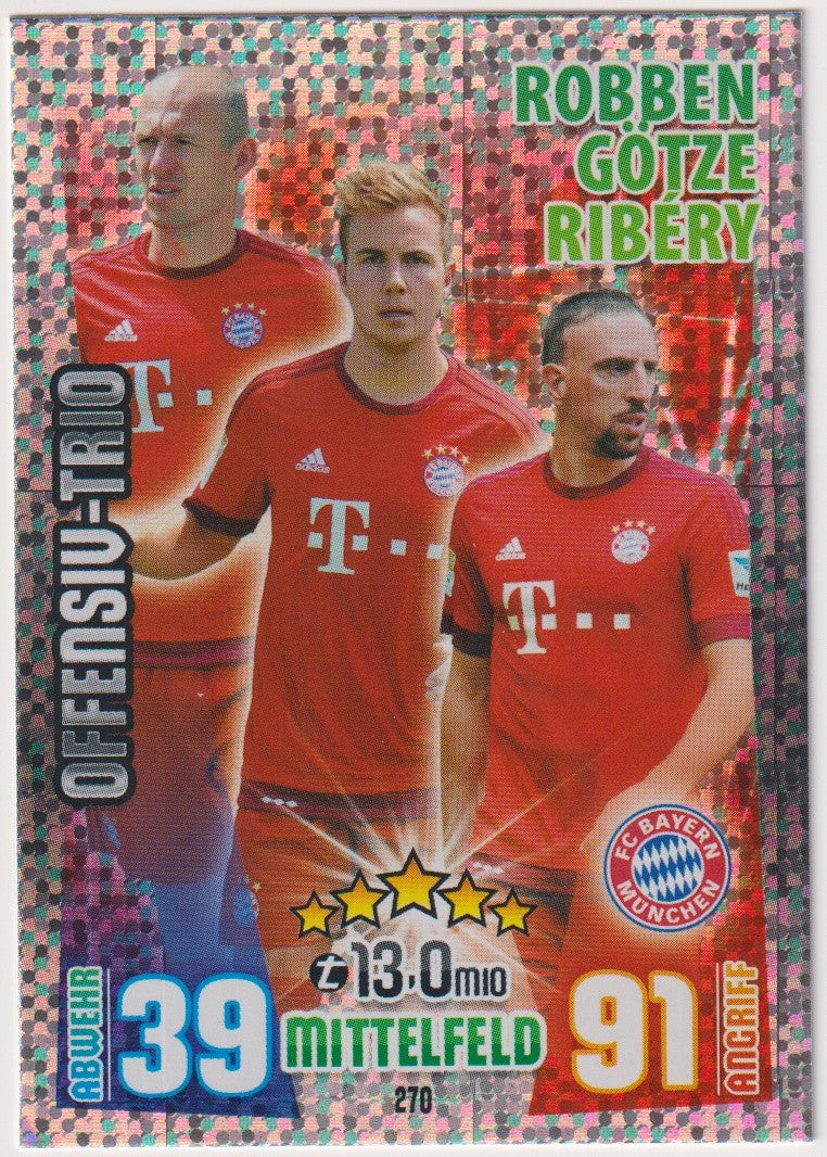 Topps Match Attax Robben & Götze & Ribery Bayern München Bundesliga Parallel – Bild 1