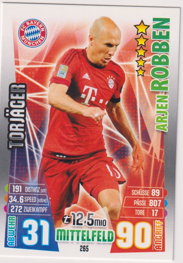 Topps Match Attax Arjen Robben FC Bayern München Mittelfeld Parallel Rare 265 – Bild 1