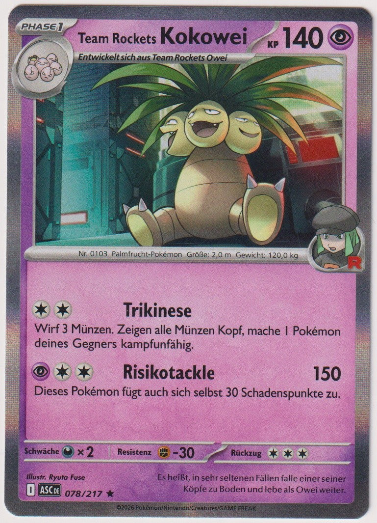 Pokemon TCG Team Rockets Exeggutor #78/217 Rare (R) Holo Deutsch 2026 – Bild 1