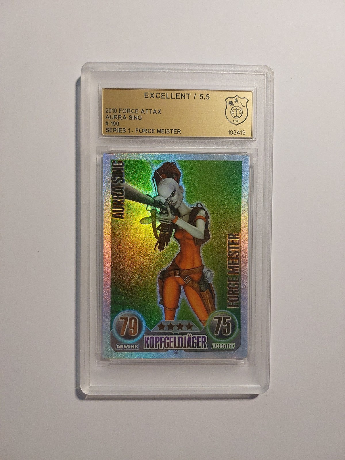 Topps Star Wars 2010 Aurra Sing Söldner Kopfgeldjäger GSG 5.5 = PSA Parallel – Bild 1