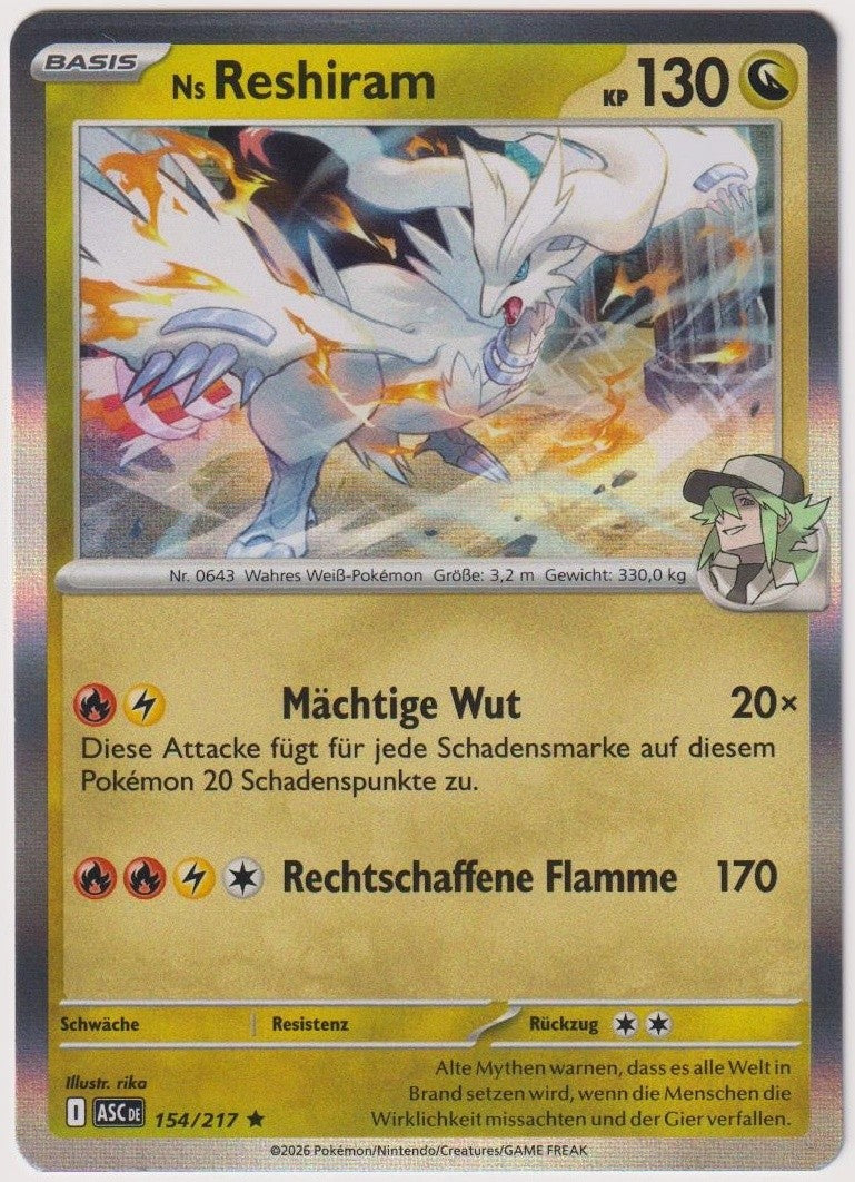 Pokemon TCG N´s Reshiram #154/217 Rare (R) Holo Deutsch 2026 – Bild 1