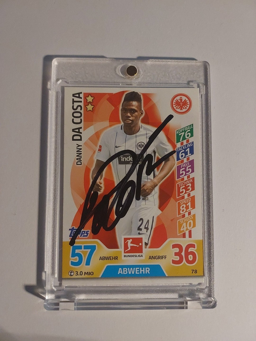 Topps Bundesliga 2017-18 Danny Da Costa Eintracht Frankfurt (On Card Auto) – Bild 1