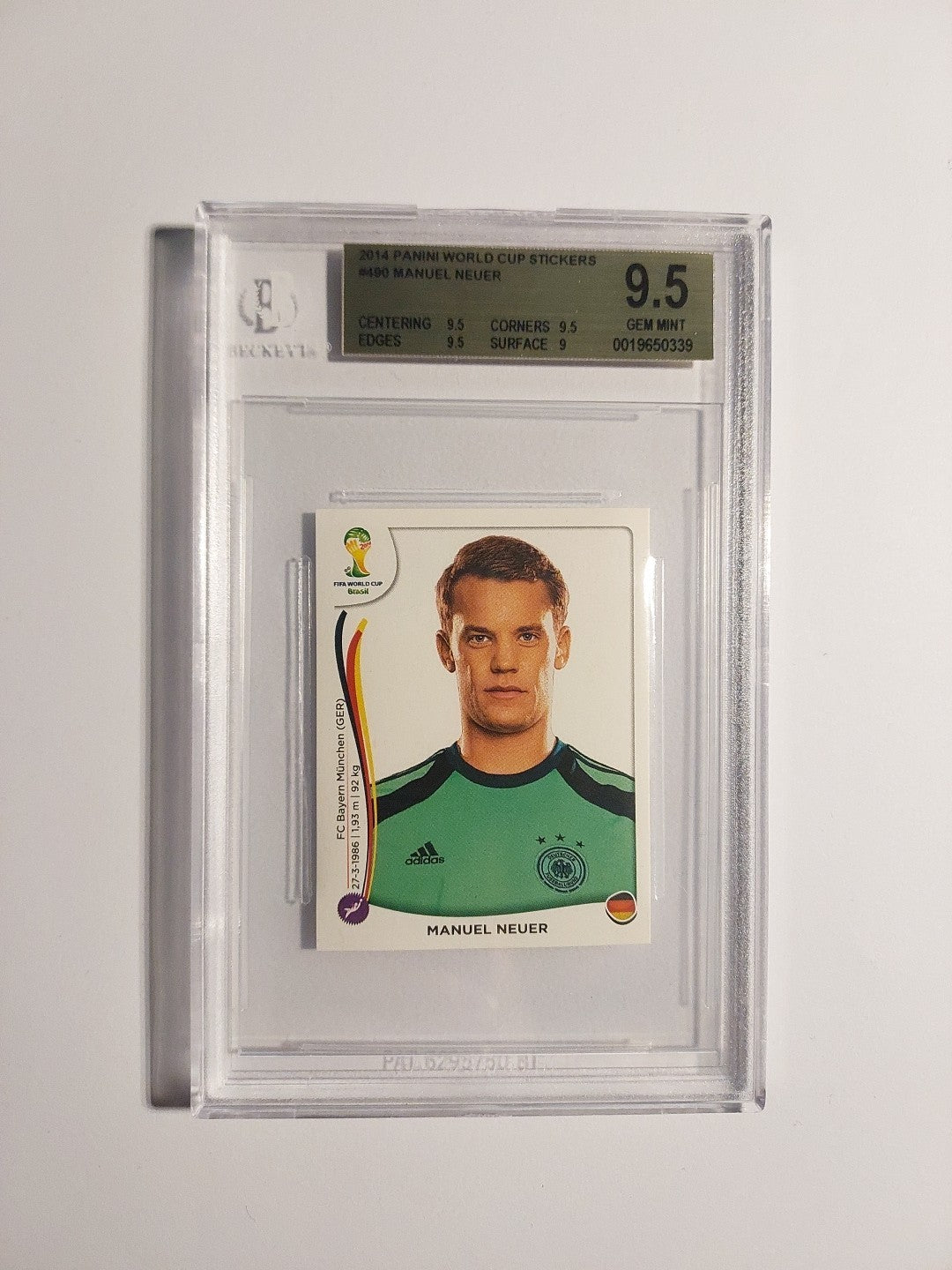 Panini World Cup 2014 Manuel Neuer Deutschland Winner Parallel BGS 9.5 PSA POP 1 – Bild 1