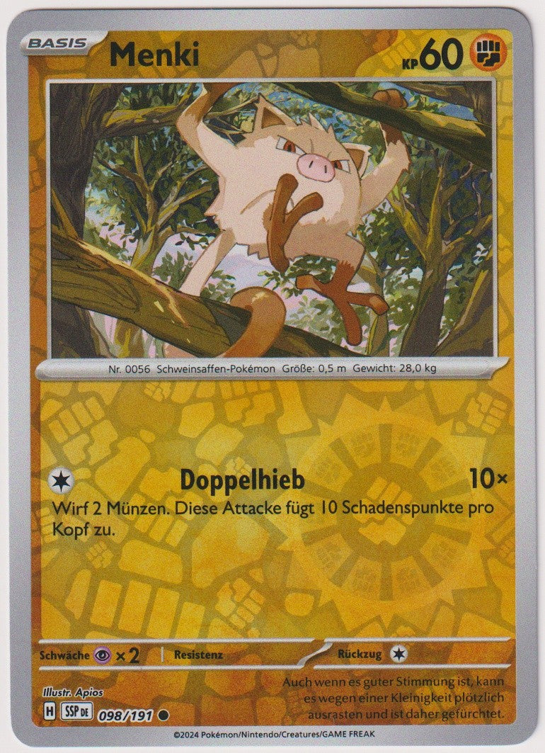 Pokemon TCG Mankey #98/191 Common (C) Reverse Holo Deutsch 2024 – Bild 1