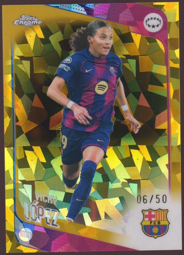 Topps Chrome 2025-26 Vicky Lopez FC Barcelona Parallel 6/50 Refractor Rare – Bild 1