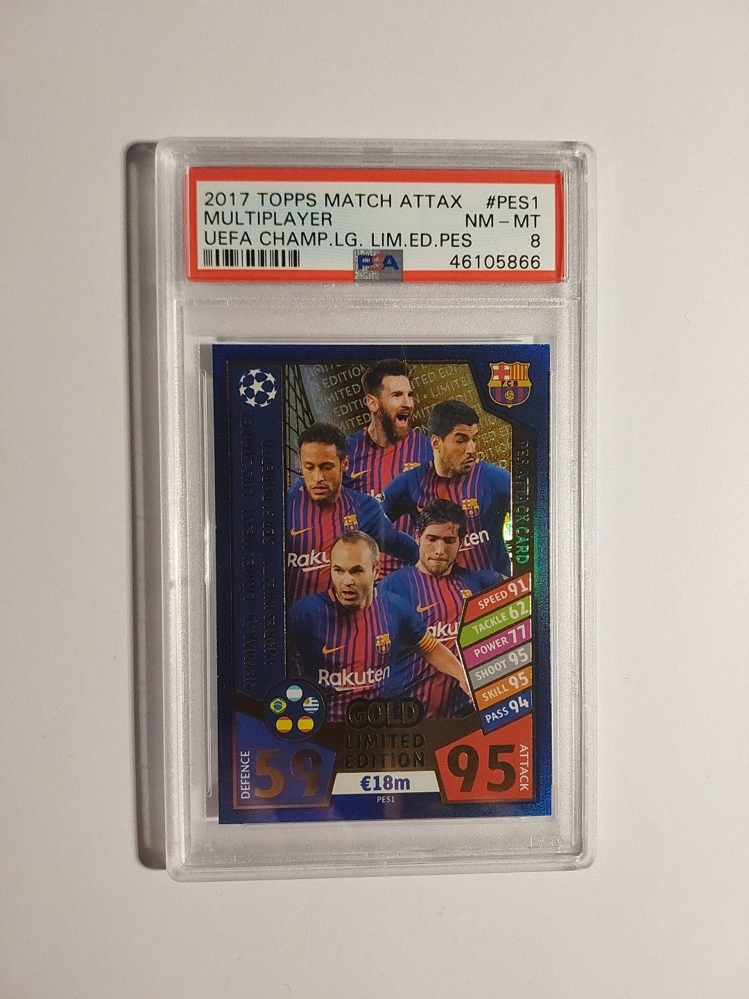 Topps Champions League 2016-17 Messi & Neymar & Suarez Barcelona Gold PSA 8 Rare – Bild 1
