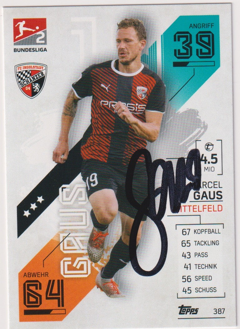 Topps Match Attax 2021-22 Marcel Gaus On Card Auto FC Ingolstadt 04 Trading – Bild 1