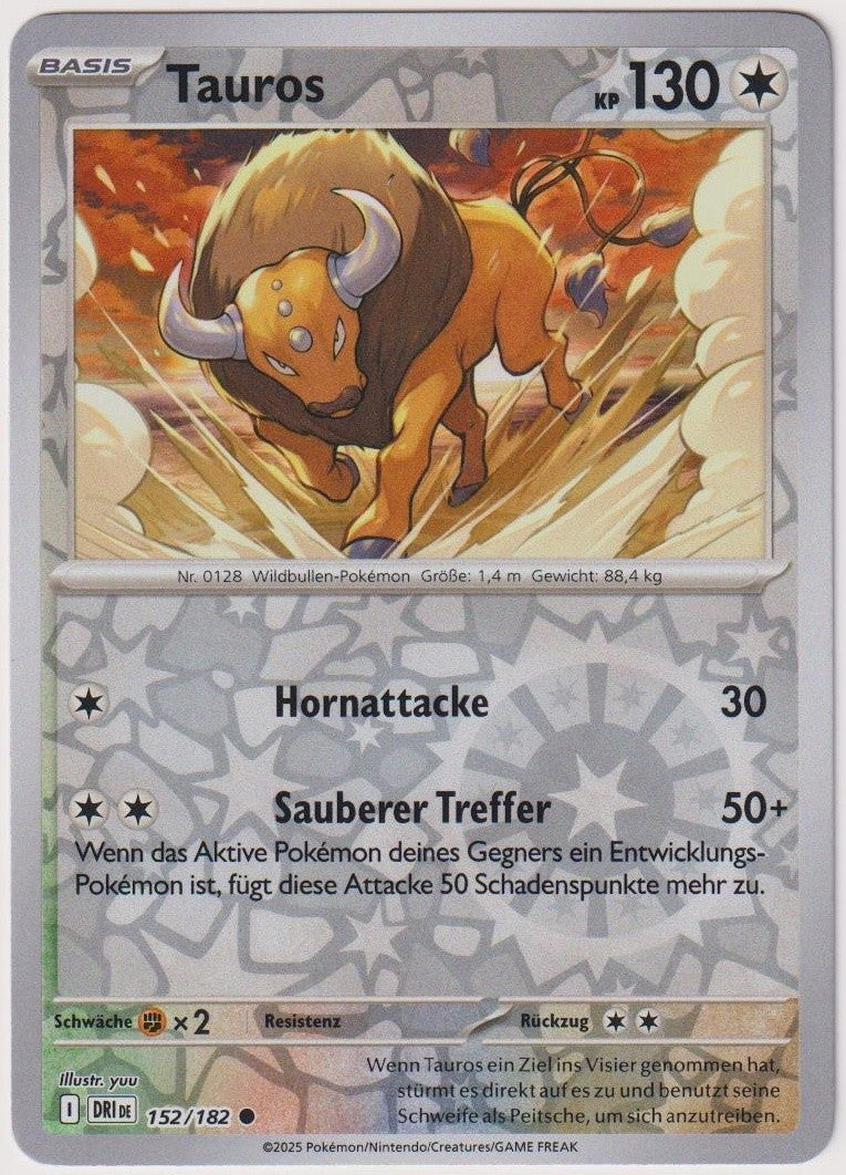 Pokemon TCG Tauros #152/182 Common (C) Reverse Holo Deutsch 2025 – Bild 1