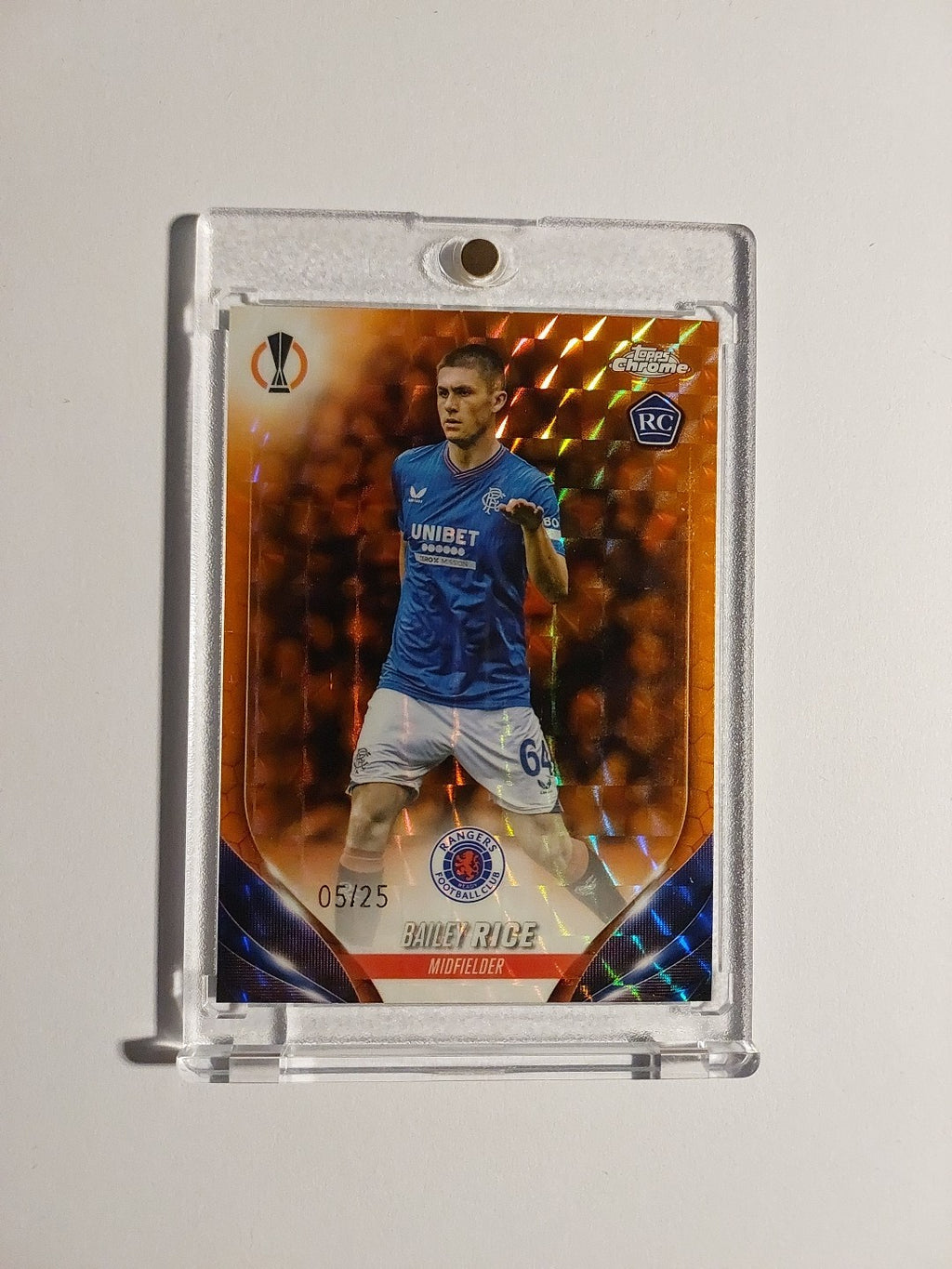 Topps UCC Chrome 2023-24 Bailey Rice FC Rangers Parallel 5/25 Refractor Rookie – Bild 1