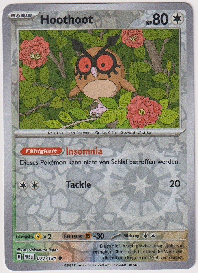 Pokemon TCG Hoothoot #77/131 Common (C) Reverse Holo Deutsch 2025 – Bild 1