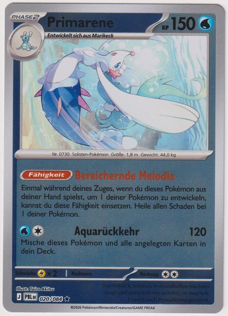Pokemon TCG Primarina #20/084 Rare (R) Reverse Holo Deutsch 2026 – Bild 1