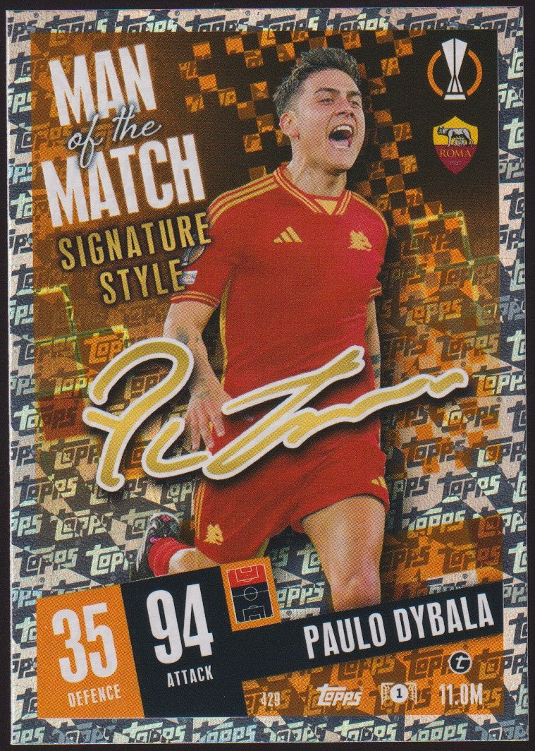 Topps Match Attax 2023-24 Paulo Dybala Printed Auto AS Roma Parallel Rare – Bild 1