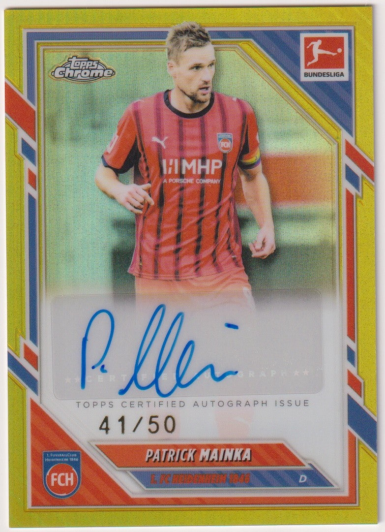 Topps 2025-26 Patrick Mainka Auto 1. FC Heidenheim 1846 Parallel 41/50 – Bild 1