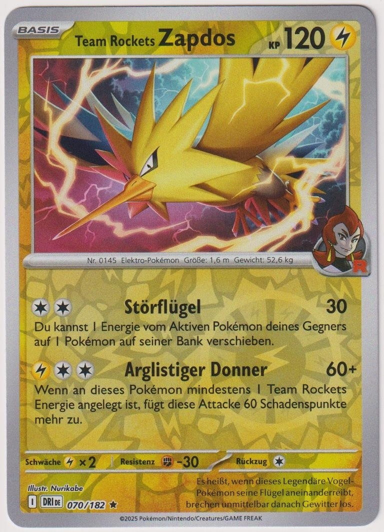 Pokemon TCG Zapdos #70/182 Rare (R) Reverse Holo Deutsch 2025 – Bild 1