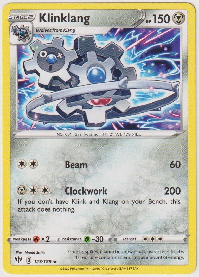 Pokemon TCG Klinklang #127/189 Rare (R) Englisch 2020 – Bild 1