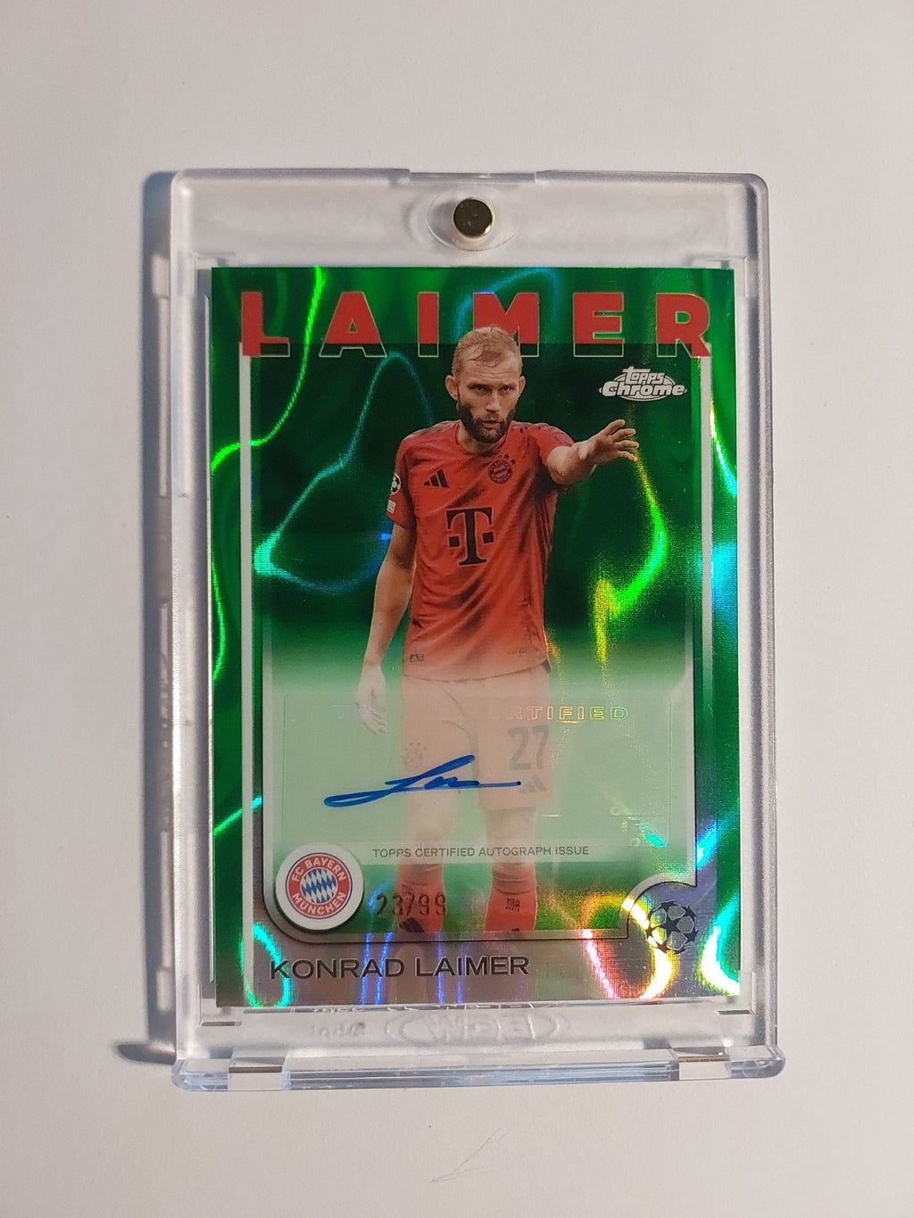 Topps Chrome Flagship 2024-25 Konrad Laimer Auto Bayern München Parallel 23/99 – Bild 1