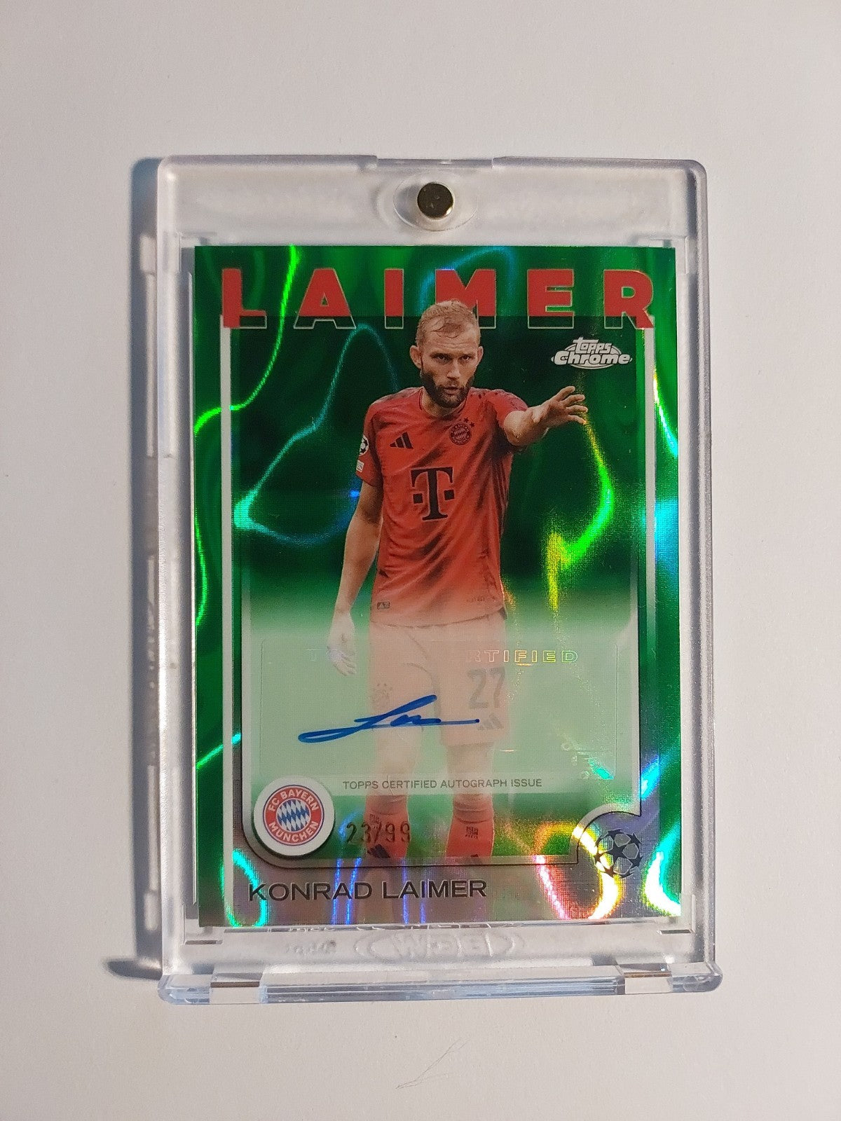 Topps Chrome Flagship 2024-25 Konrad Laimer Auto Bayern München Parallel 23/99 – Bild 1