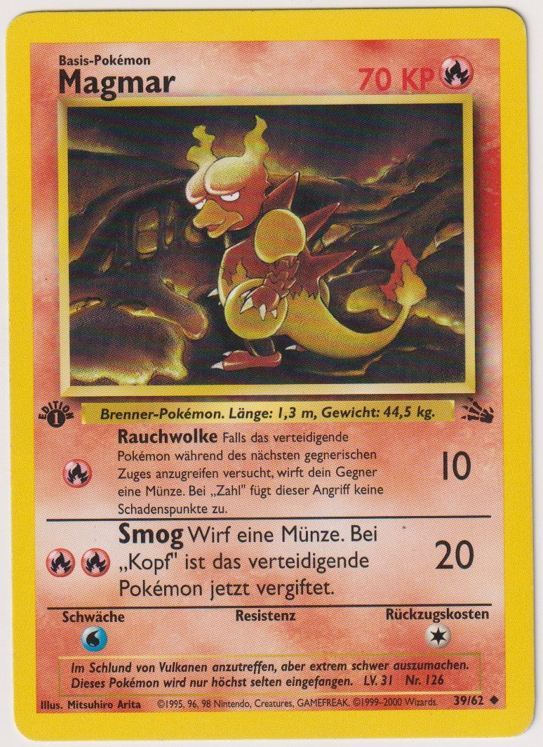 Pokemon TCG Magmar #39/062 Uncommon (U) Non-Holo Deutsch 1999 1st Edition – Bild 1