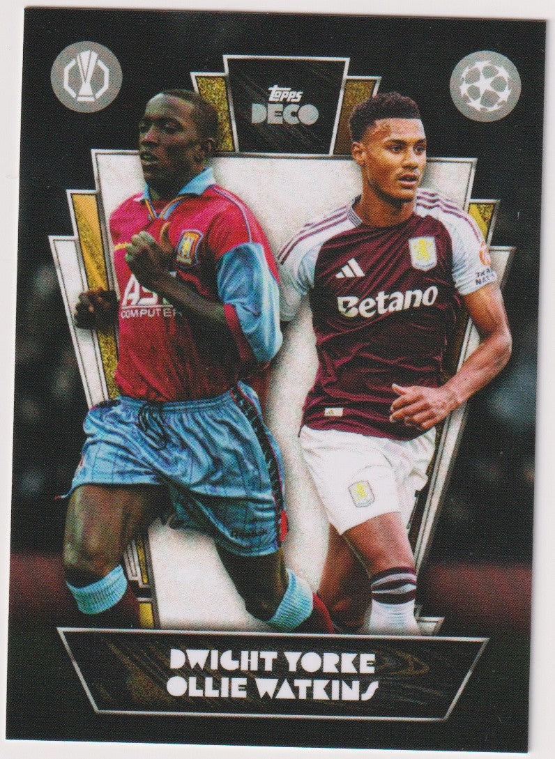 Topps Then & Now 2023-24 Dwight Yorke & Ollie Watkins Aston Villa Deco Parallel – Bild 1